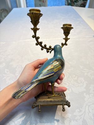 A pair of Chinese cloisonné pigeons mounted as candelabras, 19th C. — photo 16