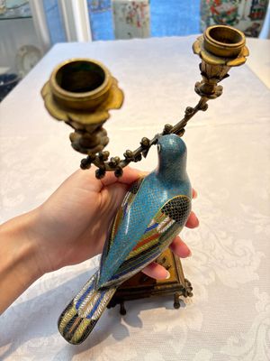 A pair of Chinese cloisonné pigeons mounted as candelabras, 19th C. — photo 19