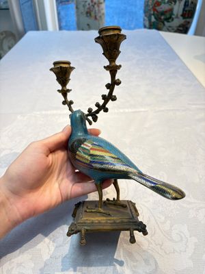 A pair of Chinese cloisonné pigeons mounted as candelabras, 19th C. — photo 4