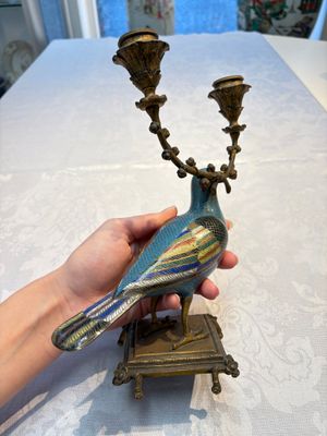 A pair of Chinese cloisonné pigeons mounted as candelabras, 19th C. — photo 5