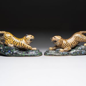 A pair of Chinese cloisonné tigers, Republic — photo 5