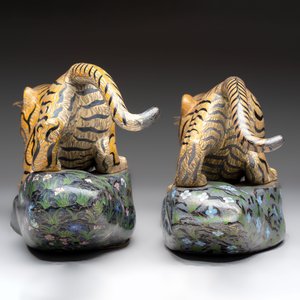 A pair of Chinese cloisonné tigers, Republic — photo 6