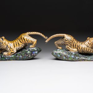 A pair of Chinese cloisonné tigers, Republic — photo 7