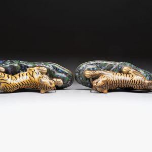 A pair of Chinese cloisonné tigers, Republic — photo 8