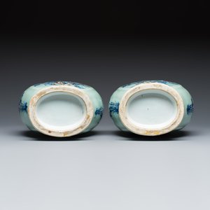 A pair of Chinese copper-red, blue and white celadon-ground vases  — photo 7