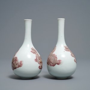 A pair of Chinese copper red 'mythical beasts' vases, Kangxi — photo 4