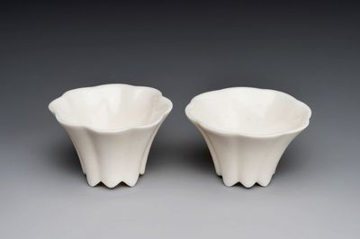 A pair of Chinese Dehua blanc de Chine flower-shaped cups, Kangxi