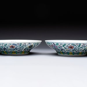 A pair of Chinese doucai 'anbaxian 暗八仙' plates, Xianfeng mark and of the period — photo 4