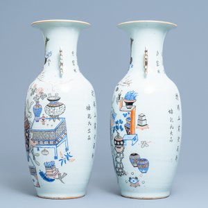A pair of Chinese doucai 'antiquities' vases, 19/20th C. — 照片 4
