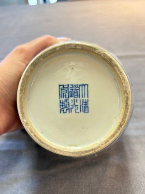 A pair of Chinese doucai 'chrysanthemum' jars and covers, Daoguang mark and of the period — photo 7