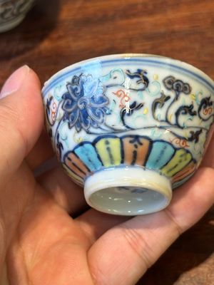 A pair of Chinese doucai 'lotus scroll' cups, Guangxu mark and of the period — photo 13