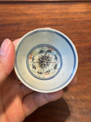 A pair of Chinese doucai 'lotus scroll' cups, Guangxu mark and of the period — photo 2