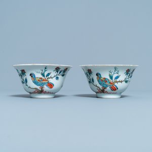 A pair of Chinese Dutch-decorated 'parrot' bowls, Kangxi — 照片 2