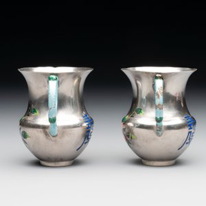 A pair of Chinese enamelled silver handled cups, Zu Wen 足紋 mark, 20th C. — photo 4