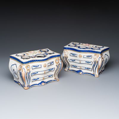 A pair of Chinese export commode-form bough pots, Qianlong