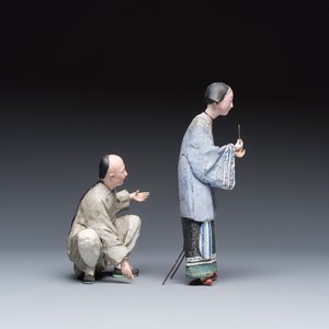 A pair of Chinese export painted unfired clay figures — foto 5