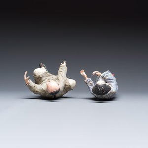 A pair of Chinese export painted unfired clay figures — foto 6