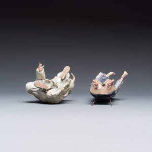 A pair of Chinese export painted unfired clay figures — foto 7
