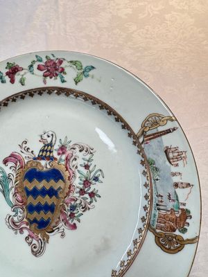 A pair of Chinese famille rose armorial soup plates with the arms of Longden for the English market, Qianlong, ca. 1748 — photo 14