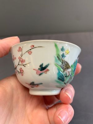 A pair of Chinese famille rose 'beloved by the river' cups and saucers, Yongzheng — photo 5
