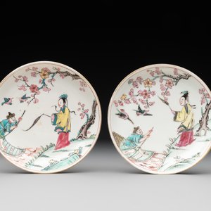 A pair of Chinese famille rose 'beloved by the river' cups and saucers, Yongzheng — photo 8