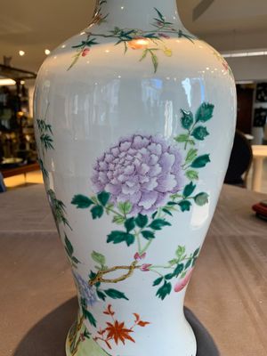 A pair of Chinese famille rose 'birds among flowering branches' vases, Republic — photo 19