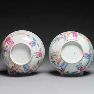 A pair of Chinese famille rose bowls and four plates, Yongzheng/Qianlong — photo 6