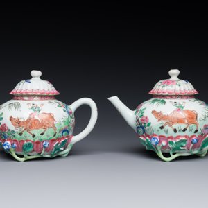 A pair of Chinese famille rose 'boy and buffalo' teapots, Yongzheng — photo 2