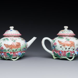 A pair of Chinese famille rose 'boy and buffalo' teapots, Yongzheng — photo 3