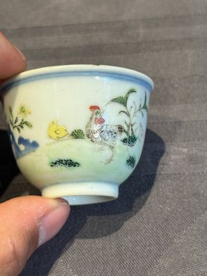 A pair of Chinese famille rose 'chicken' cups, Qianlong mark and of the period — photo 18