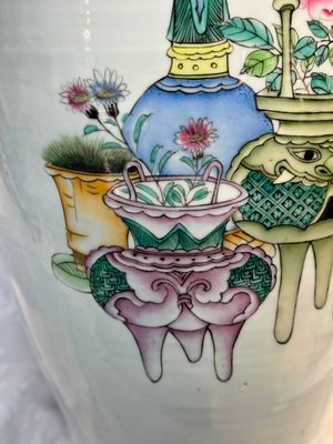 A pair of Chinese famille rose 'Chui Xiao Yin Feng 吹簫引鳳' vases, signed Pan Zhaotang 潘肇唐, dated 1923 — photo 23