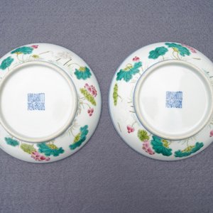 A pair of Chinese famille rose 'cranes' dishes, Daoguang mark and of the period — photo 4
