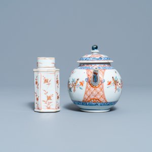 A pair of Chinese famille rose cups and saucers, a Dutch-decorated teapot and a tea caddy, Kangxi/Qianlong — 照片 14