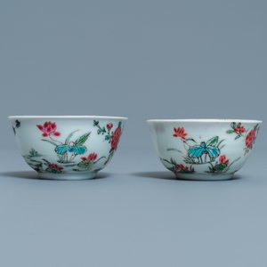 A pair of Chinese famille rose cups and saucers with landscape design, Yongzheng — photo 5