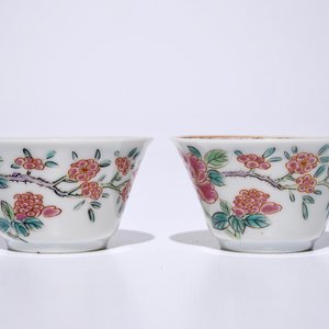 A pair of Chinese famille rose cups and saucers, Yongzheng/Qianlong — photo 5