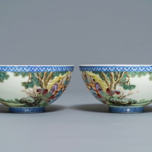 A pair of Chinese famille rose eggshell bowls, Qianlong mark, 20th C. — 照片 6