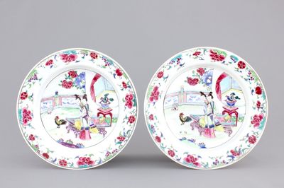 A pair of Chinese famille rose eggshell porcelain plates, Yongzheng, 1722-1735