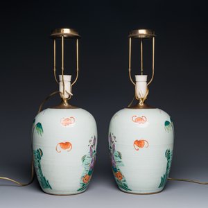 A pair of Chinese famille rose 'Eight Immortals' jars mounted as lamps, 19th C. — photo 2