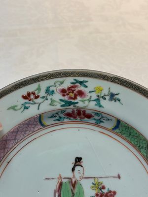 A pair of Chinese famille rose 'Lan Caihe' plates, Yongzheng — photo 4