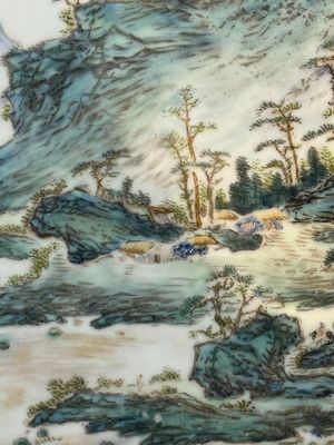 A pair of Chinese famille rose 'landscape' plaques, signed Zhen Feng 振豐, dated 1899 — 照片 15