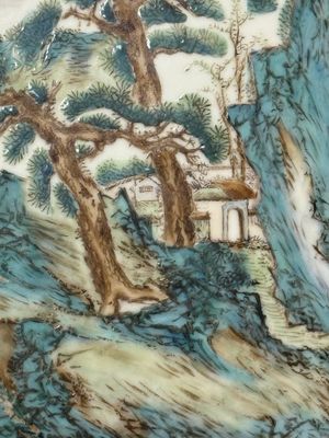 A pair of Chinese famille rose 'landscape' plaques, signed Zhen Feng 振豐, dated 1899 — 照片 6