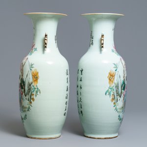 A pair of Chinese famille rose 'Magu' vases, 19/20th C. — 照片 2