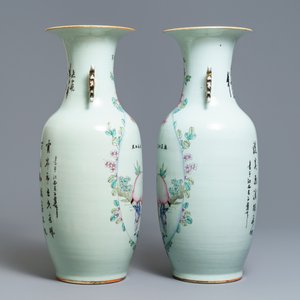 A pair of Chinese famille rose 'Magu' vases, 19/20th C. — 照片 4