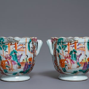 A pair of Chinese famille rose 'Mandarin' wine coolers, Qianlong — 照片 4