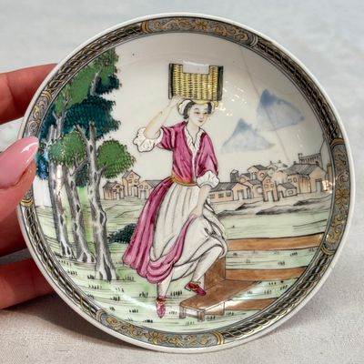 A pair of Chinese famille rose 'Milkmaid' saucers — photo 16