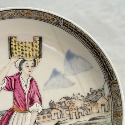 A pair of Chinese famille rose 'Milkmaid' saucers — photo 19