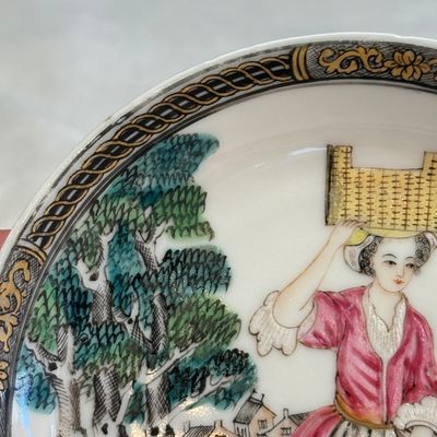 A pair of Chinese famille rose 'Milkmaid' saucers — photo 4