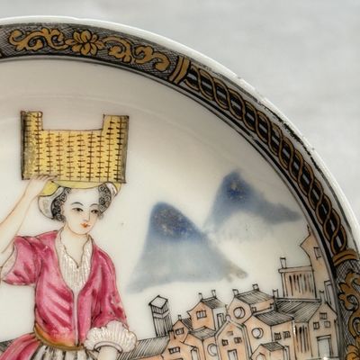 A pair of Chinese famille rose 'Milkmaid' saucers — photo 5