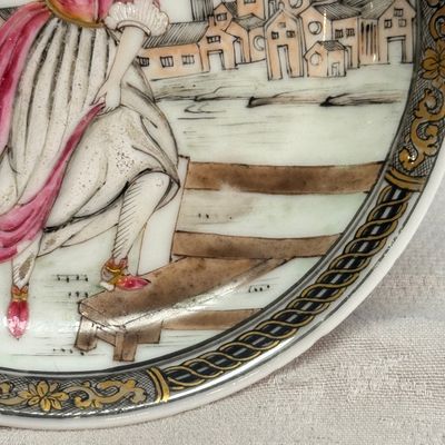 A pair of Chinese famille rose 'Milkmaid' saucers — photo 6