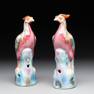 * A pair of Chinese famille rose models of pheasants, 18/19th C. — foto 1